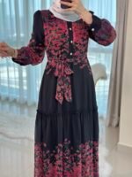 ⁦فستان مورد شيفون⁩ - الصورة ⁦4⁩