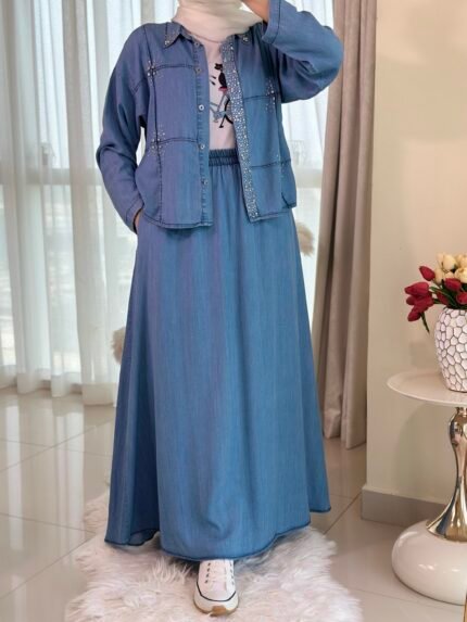 طقم تنورة طويلة تنسل