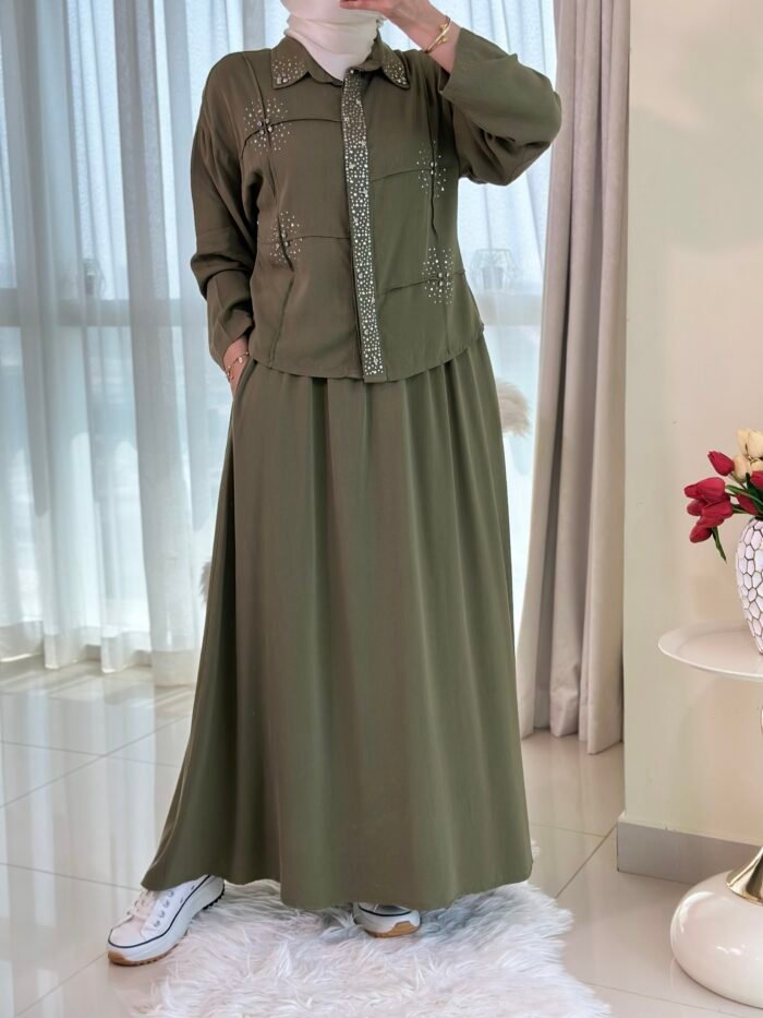 ⁦طقم تنورة طويلة تنسل⁩ - الصورة ⁦7⁩